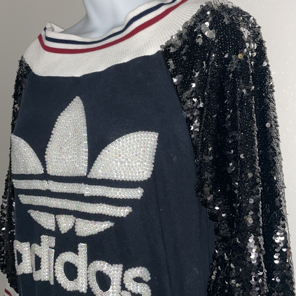 Adidas Black Sequin Logo Sweatshirt - Picture 3 of 6